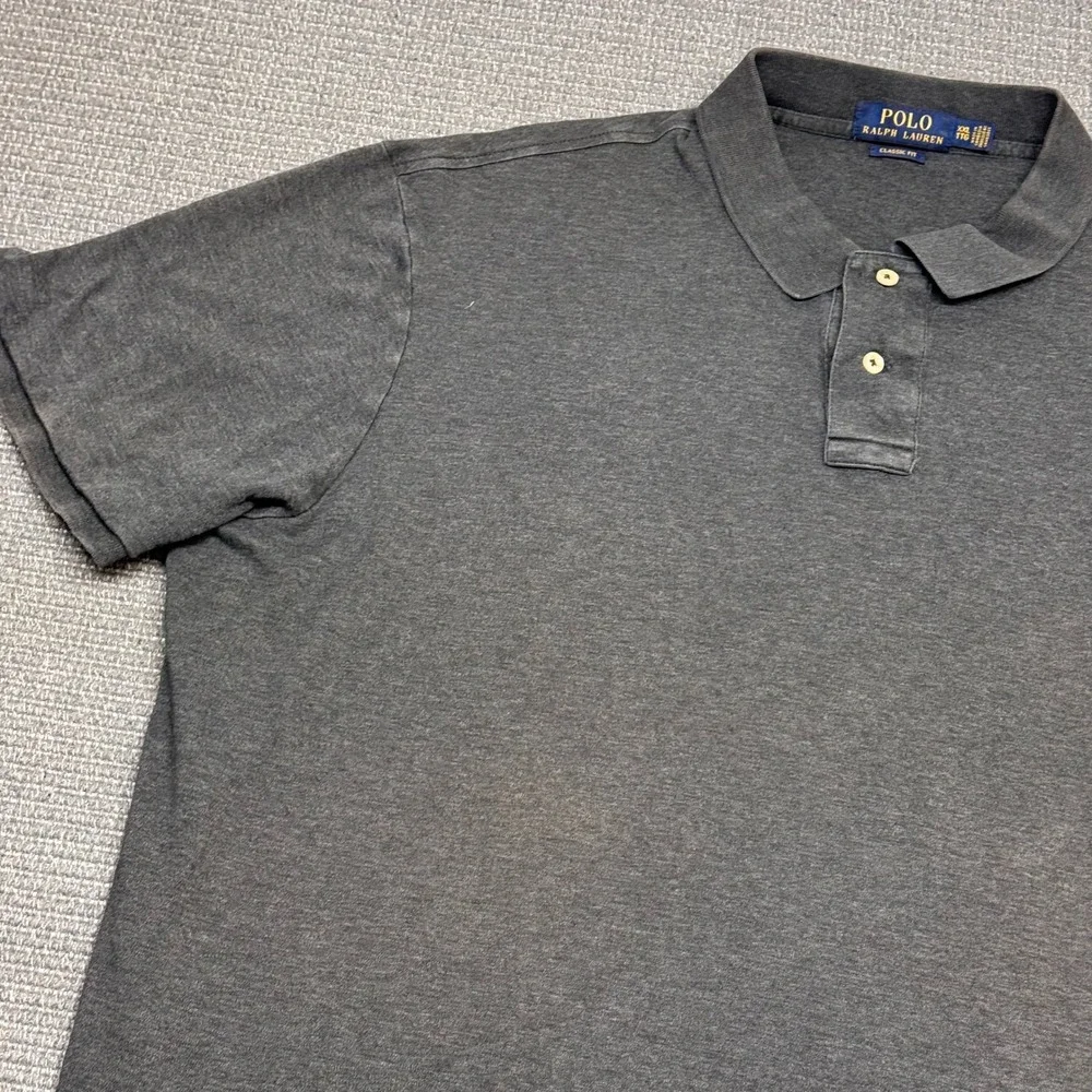 Polo Ralph Lauren Mens XXL Classic Fit Short Sleeve Polo Shirt Gray Blue Pony